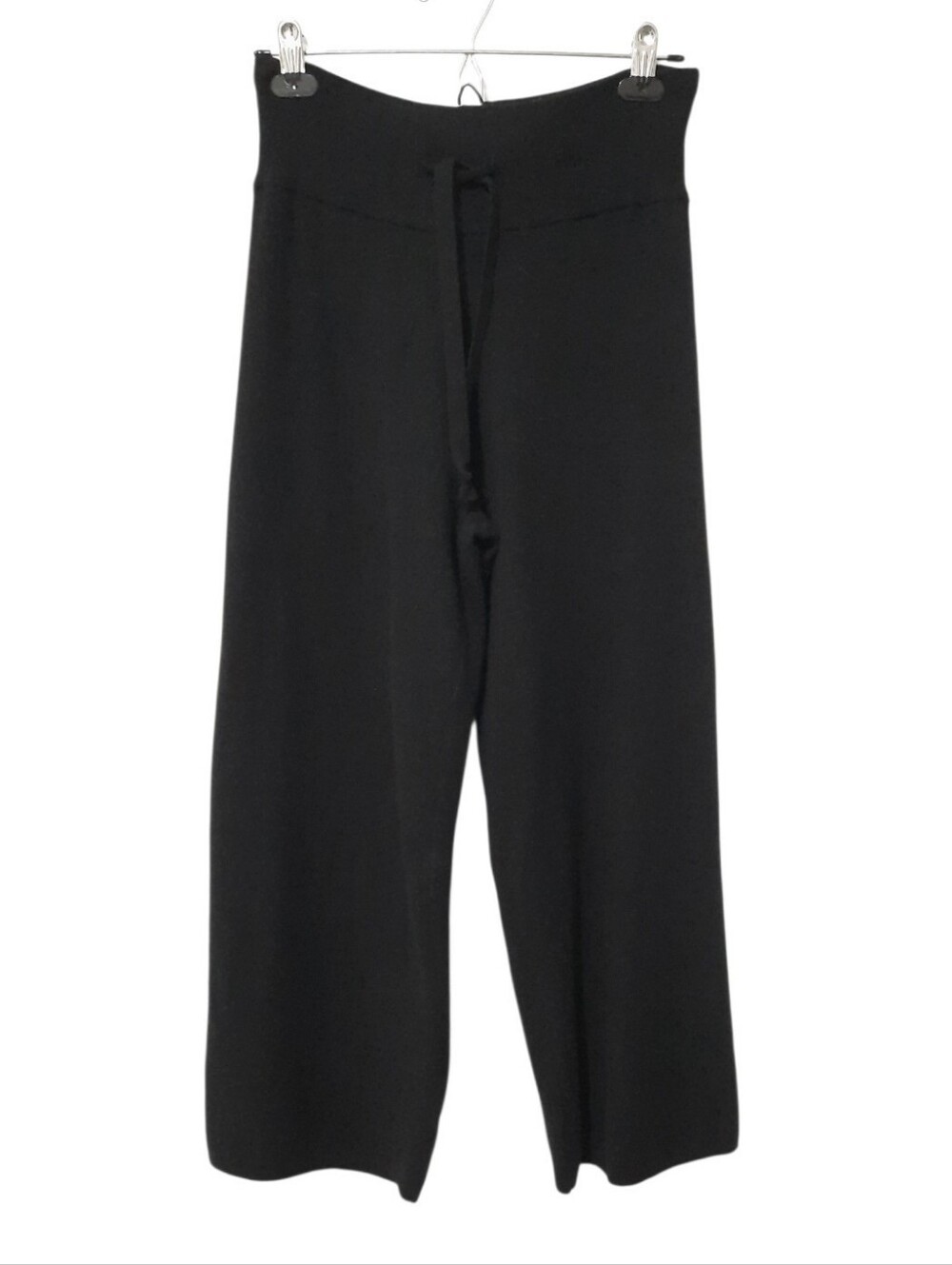 Mersea Stretchy Knit High Rise Pants Wide Leg Cropped Black Womens Size Large